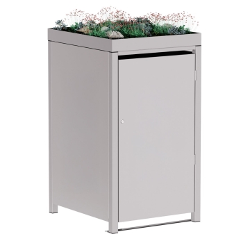 Šviesiai pilkos metalo spalvos šiukšliadėžės konteineris "Emma 1er", 120 L.