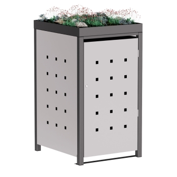 Anna 1-vietė šiukšliadėžė, 120 l talpos, šviesiai pilkos metalo spalvos ir tamsiai pilko rėmo