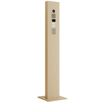 Domofonas su stovu + pagrindas dviem Doorbird D1102KV su klaviatūros moduliu, smėlio spalvos