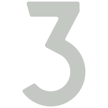 Lipnus namo numeris "3" - 40 mm, šviesiai pilkos spalvos.