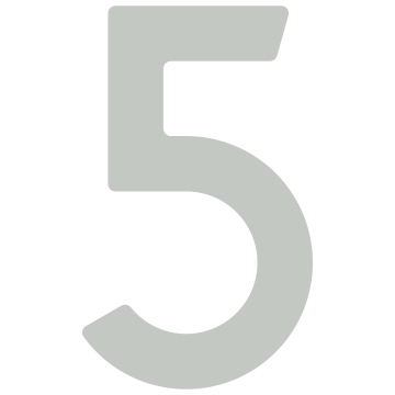 Lipnus namo numeris "5" - 40 mm, šviesiai pilkas