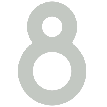 Lipnus namo numeris "8" - 40 mm, šviesiai pilkas