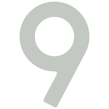 Lipnus namo numeris "9" - 40 mm, šviesiai pilkas