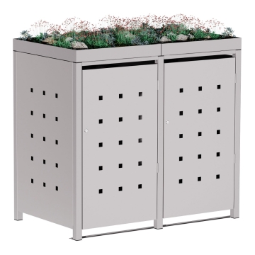 Šiukšliadėžės konteineris "Anna 2er" 120L, šviesiai pilkos metalo spalvos.