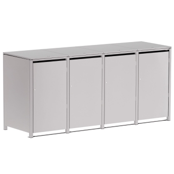 Šviesiai pilka metalo spalvos šiukšliadėžių dėžė Hugo 4 vnt. po 240L.