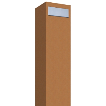 Pastatoma pašto dėžutė "Monolith" rūdžių spalvos su nerūdijančio plieno durelėmis.