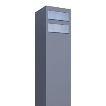Pašto dėžučių sistema "Monolith" dviem, pilka metalo spalva, su nerūdijančio plieno durelėmis