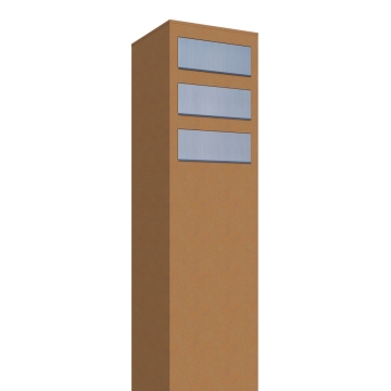 Pašto dėžučių komplektas „Monolith“ trims, rūdžių spalvos, su nerūdijančio plieno durelėmis.