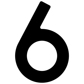 Lipnus namo numeris "6", 76 mm, juodas