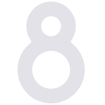 Lipnus namo numeris "8" - 76 mm, baltas.