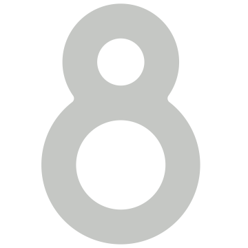 Lipnus namo numeris "8" - 76 mm, šviesiai pilkas