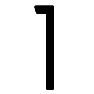Šiuolaikinis namo numeris ''1'' - 152 mm, juodos spalvos