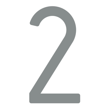Modernus namo numeris ''2'' - 152 mm, metalo pilkumo spalvos