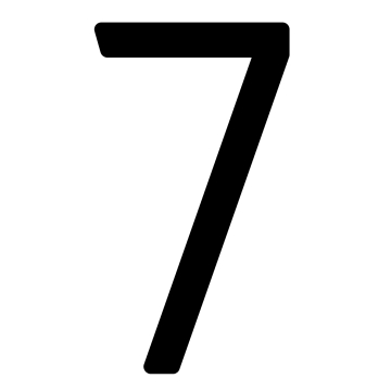 Modernus namo numeris "7" - 152 mm, juodas