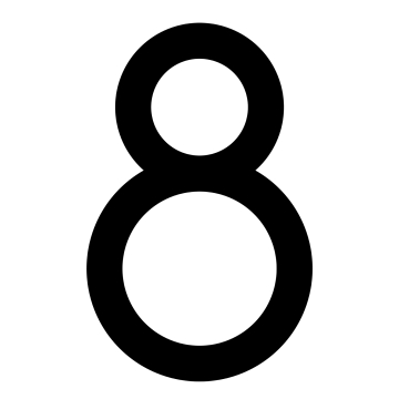Modernus namo numeris ''8'' - 152 mm, juodas