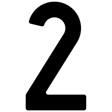 Lipnus namo numeris "2" - 40 mm, juodas.