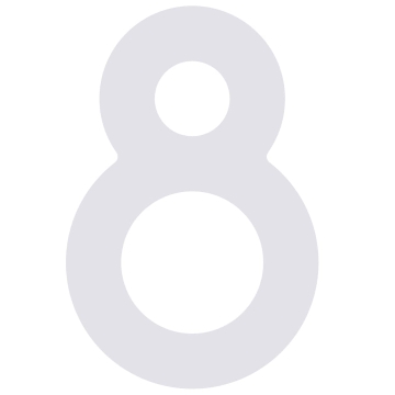 Lipnus namo numeris "8" - 40 mm, baltos spalvos.