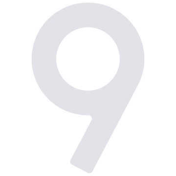 Lipnus namo numeris "9" - 40 mm, baltos spalvos