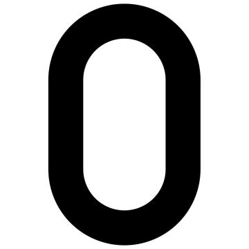Lipnus namo numeris "0" - 40 mm, juodos spalvos.