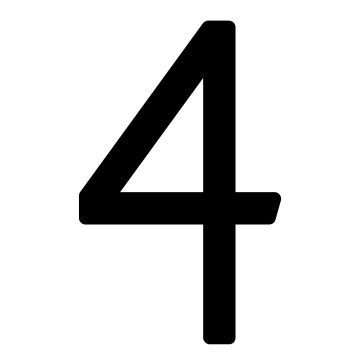 Lipnus namo numeris "4" - 152 mm, juodas.