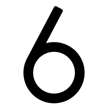 Lipnus namo numeris „6“ – 152 mm, juodas