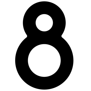 Lipni namo numerio raidė "8" - 40 mm, juodos spalvos.