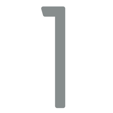 Lipnus namo numeris "1" - 200 mm, šviesiai pilkas.