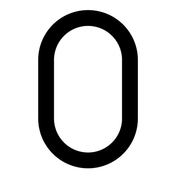 Modernus namo numeris ''0'' - 200 mm, juodas