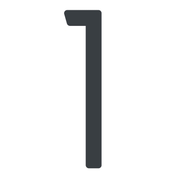 Šiuolaikinis namo numeris ''1'' - 200 mm, juodas.