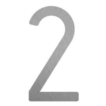Modernus namo numeris "2" - 200 mm, pagamintas iš nerūdijančio plieno.