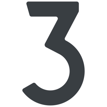 Lipnus namo numeris "3" - 40 mm, antracito spalvos