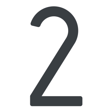 Šiuolaikinis namo numeris ''2'' - 152 mm, antracito spalvos.
