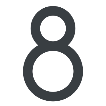 Modernus namo numeris ''8'' - 152 mm, antracito spalvos.
