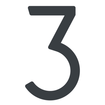 Šiuolaikiškas namo numeris ''3'' - 200 mm, antracito spalvos.