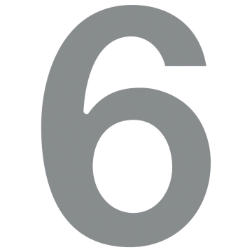 Namo numeris "6", pilkai metalizuotas