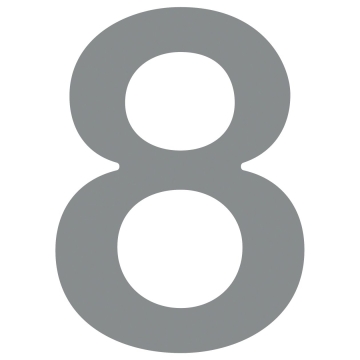 Namo numeris ''8'', pilkai metalizuotas