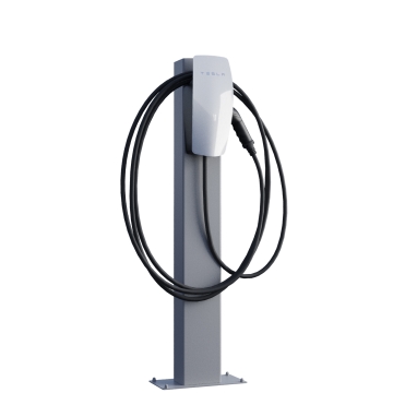 Tesla Wallbox stovo VoltStand su pilka pagrindo plokšte