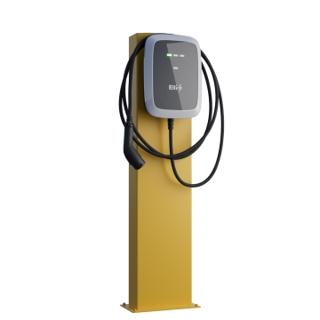 VW Wallbox "StationMaster" stovas su pagrindo plokšte, geltonos spalvos