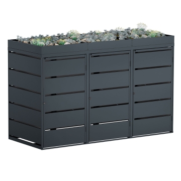 Trijų konteinerių dėžė Edgar, 3 x 240 litrų, antracito spalvos