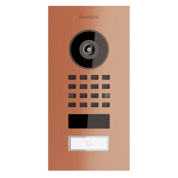 Įleidžiamas durų skambutis su vaizdo kamera Smart-IN Doorbird D1101V, bronzos spalvos.