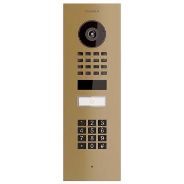 Įleidžiama durų skambučio sistema Smart-IN Doorbird D1101KV su klaviatūros moduliu, žalvario spalvos.