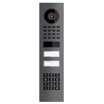 Virštinkinė domofono sistema Smart-ON dviem Doorbird D1102KV su klaviatūros moduliu, antracito spalvos.