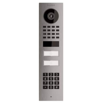 Virštinkinė domofono sistema "Smart-ON" dviems "Doorbird D1102KV" su klaviatūros moduliu, nerūdijantis plienas.