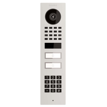"Smart-ON" paviršinė durų skambučio sistema dviem "Doorbird D1102KV" su klaviatūros moduliu, balta