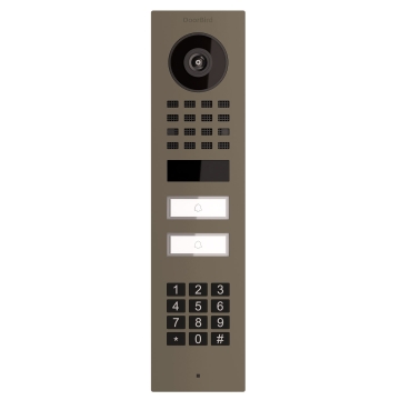 Virštinkinė durų telefonspynė Smart-ON skirta dviem Doorbird D1102KV su klaviatūros moduliu, smėlio spalvos.