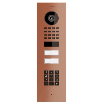 Įleidžiama durų skambučio sistema Smart-IN, skirta dviem Doorbird D1102KV su klaviatūros moduliu, bronzos spalvos.
