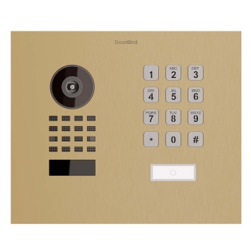 Įleidžiamas durų skambutis Smart-IN WideScope Doorbird D1101KH su klaviatūros moduliu, žalvario spalvos.