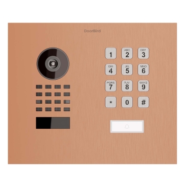 Įleidžiamas durų skambutis Smart-IN WideScope Doorbird D1101KH su klaviatūros moduliu, bronzos spalvos.