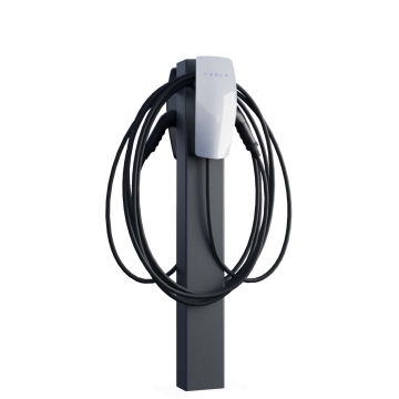 Tesla Wallbox VoltStand stovas dviem įrenginiams su inkaru, skirtas montuoti į žemę, antracito spalvos.