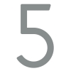 Šiuolaikinis namo numeris ''5'' - 152 mm, metalo pilkumo spalvos.